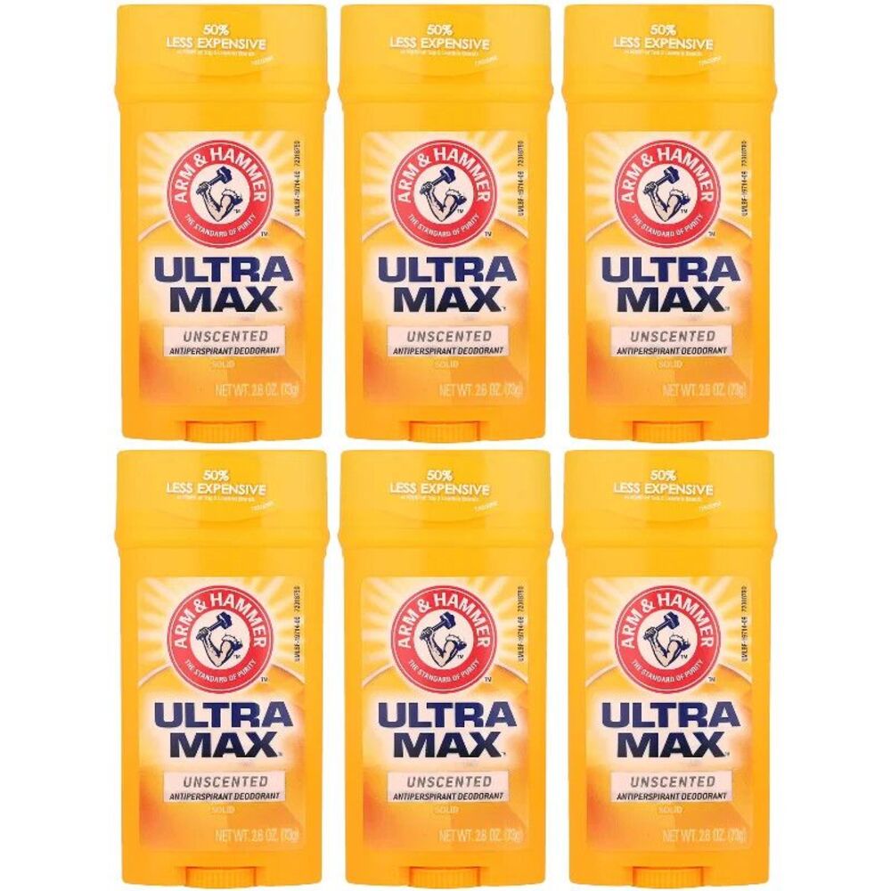 6-PACK Arm & Hammer Ultramax Deodorant Unscented 2.6 oz